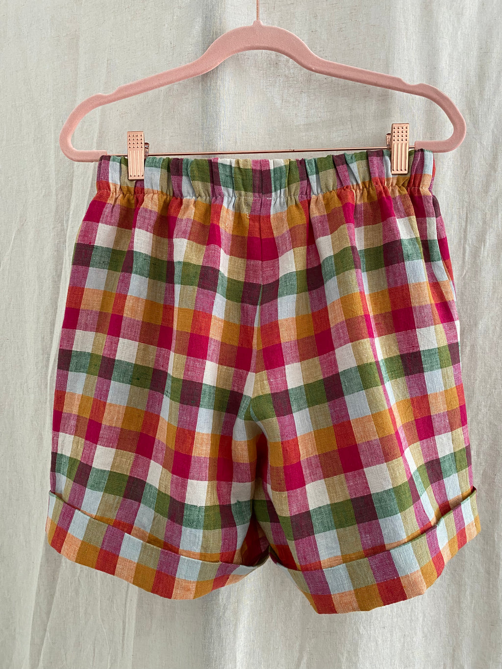 The Cuff Shorts - Linen - Checks & Stripes