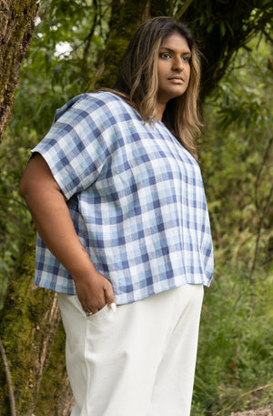 The Box Top -  Linen - Checks & Stripes