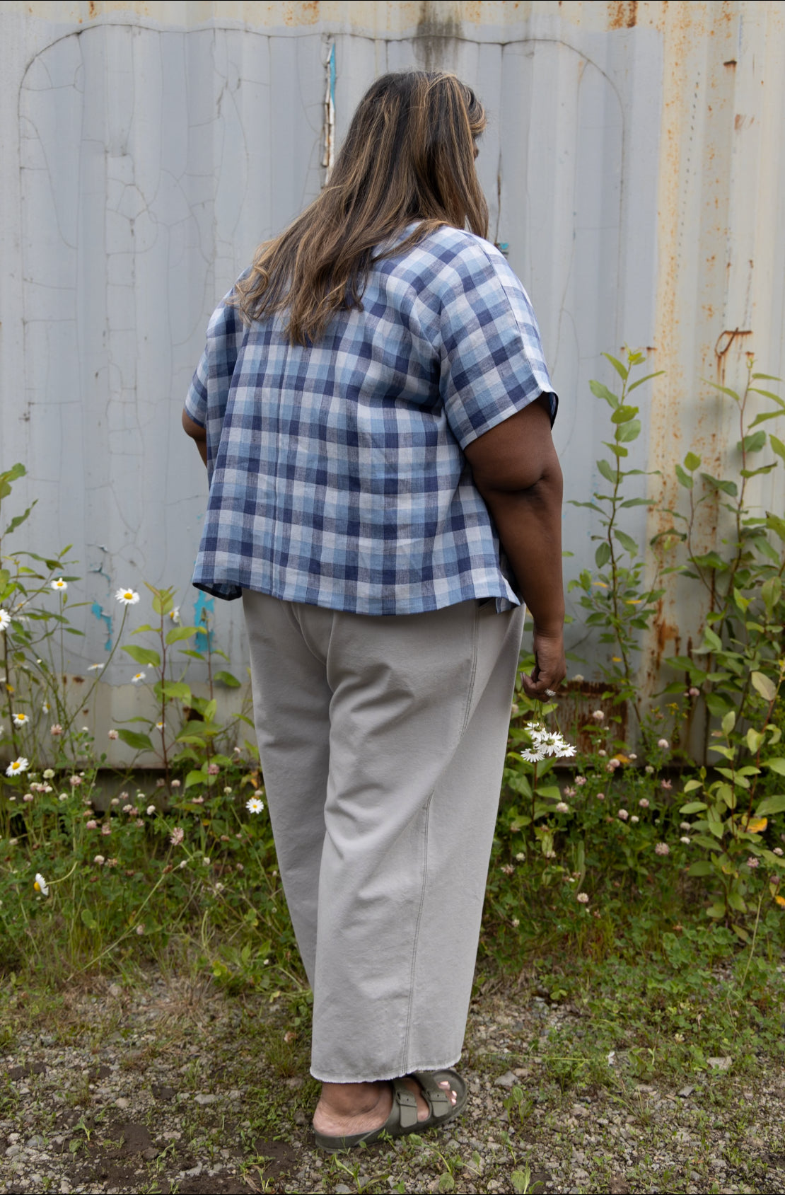 The Box Top -  Linen - Checks & Stripes