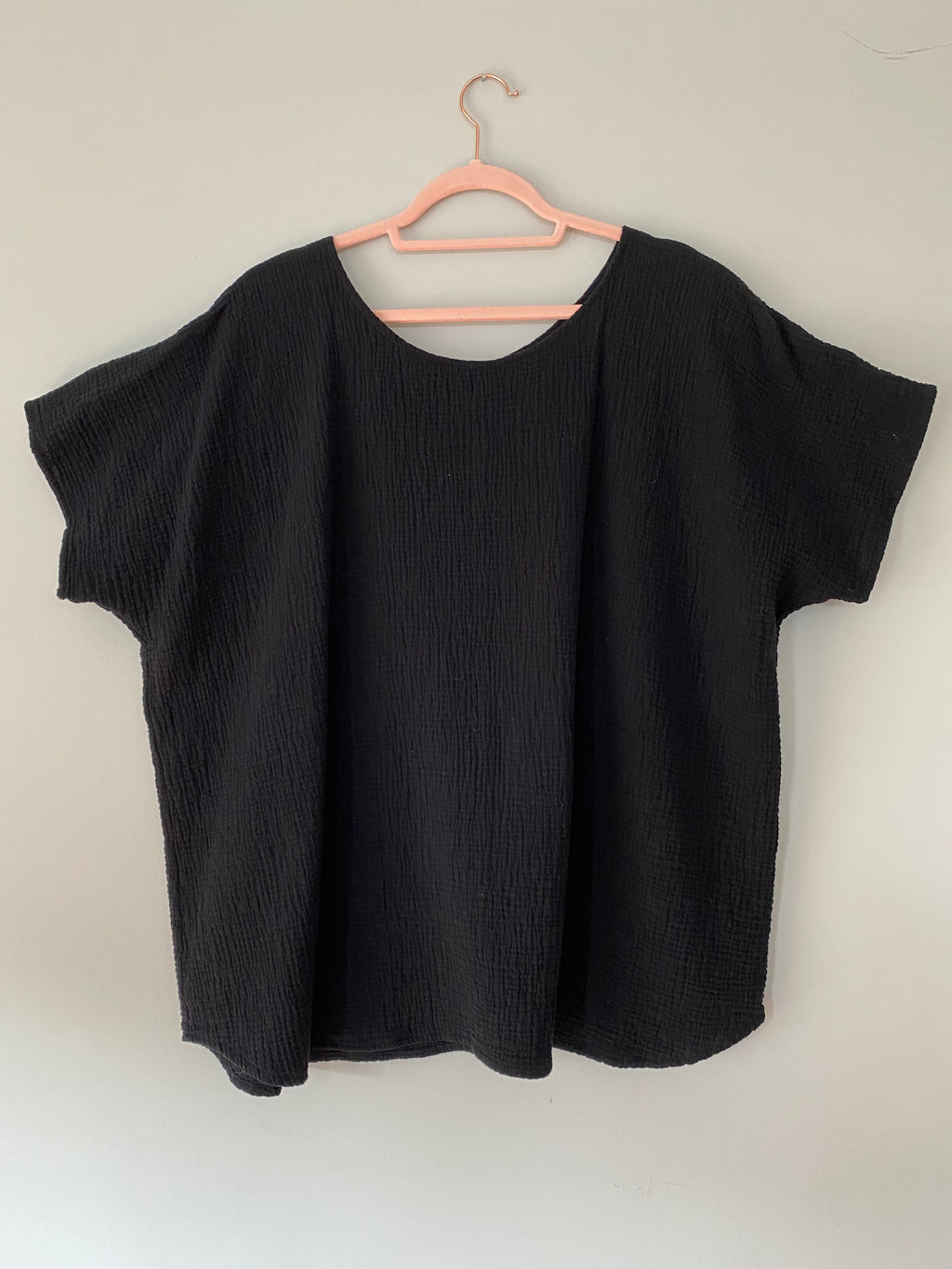 Marketplace, XL, Box Top, Scoop Hem, Gauze, Black