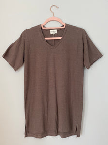 Marketplace, Small, Tall, T Shirt, V Neck, Hemp Organic Cotton Jersey,  Mushroom