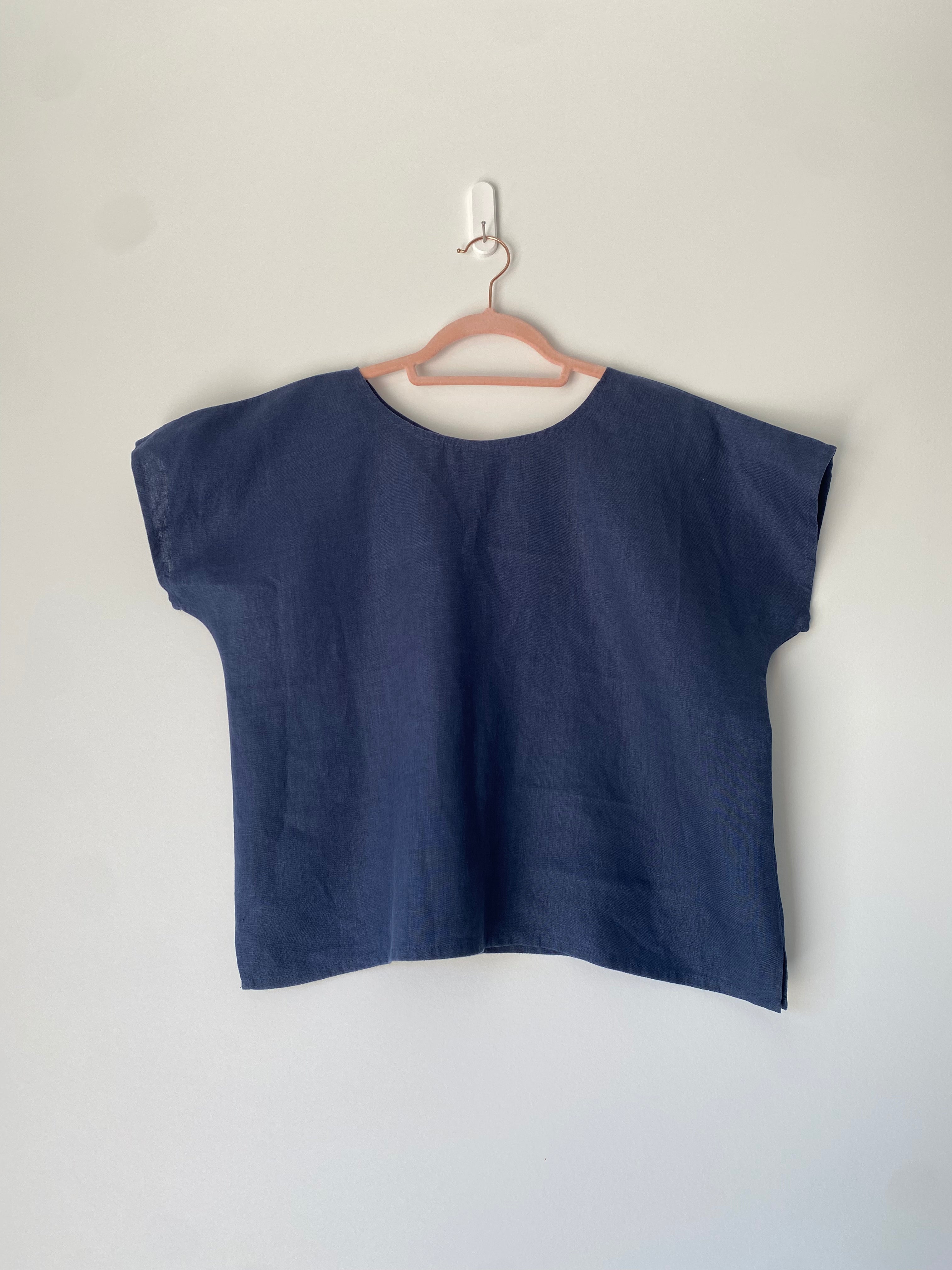 Marketplace - S - Box Top - Linen - Navy