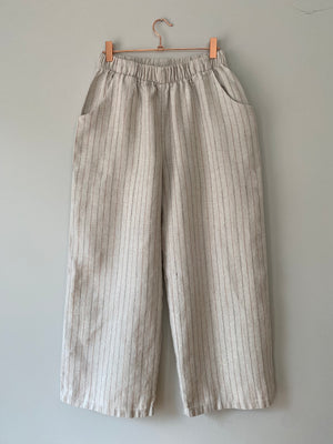 Marketplace - Medium - Wanderer Wide Leg Slacks - Linen - Pottery Stripe