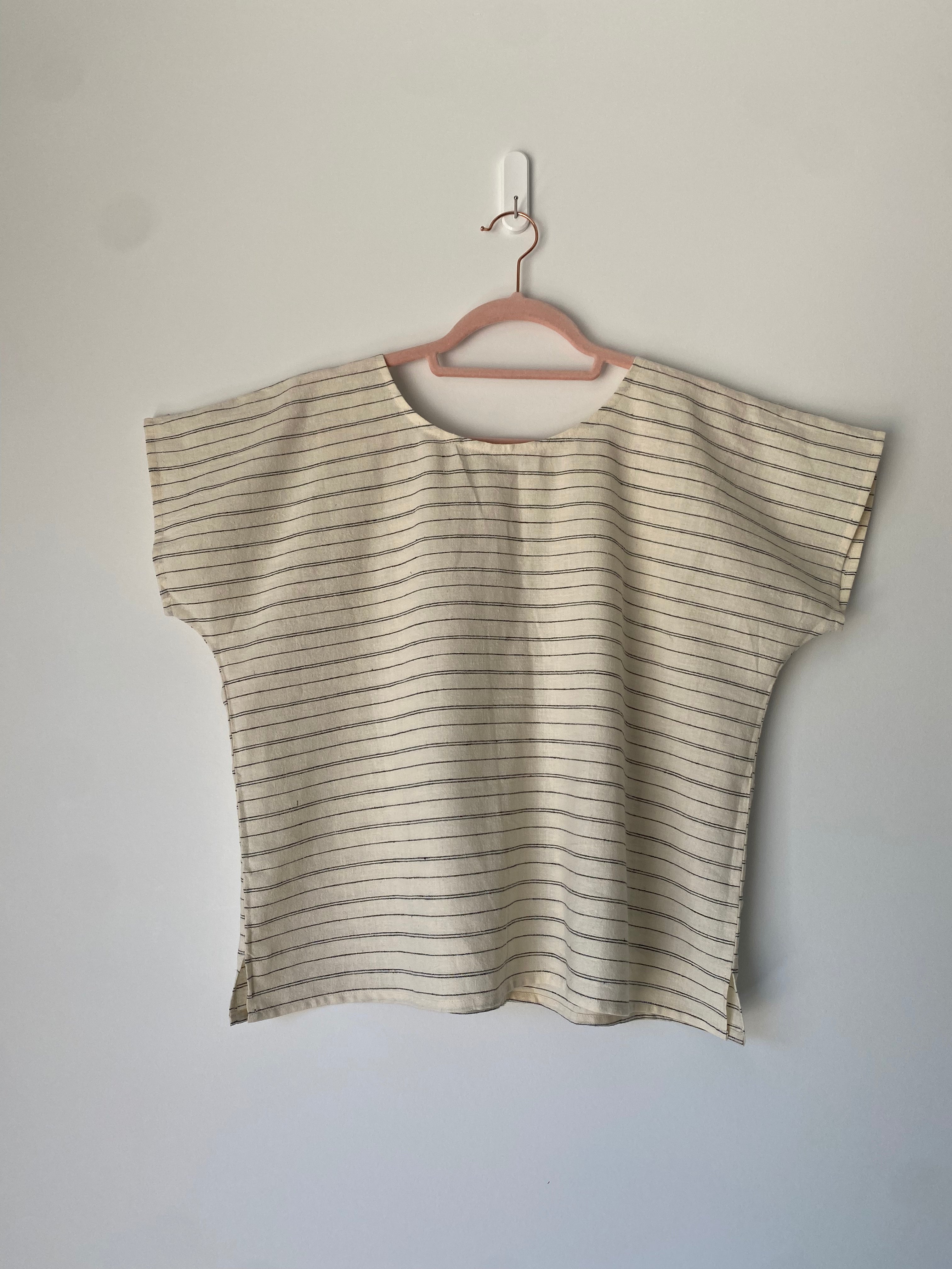 Marketplace - S - Box Top - Hemp Organic Cotton - Butter Cream Stripe