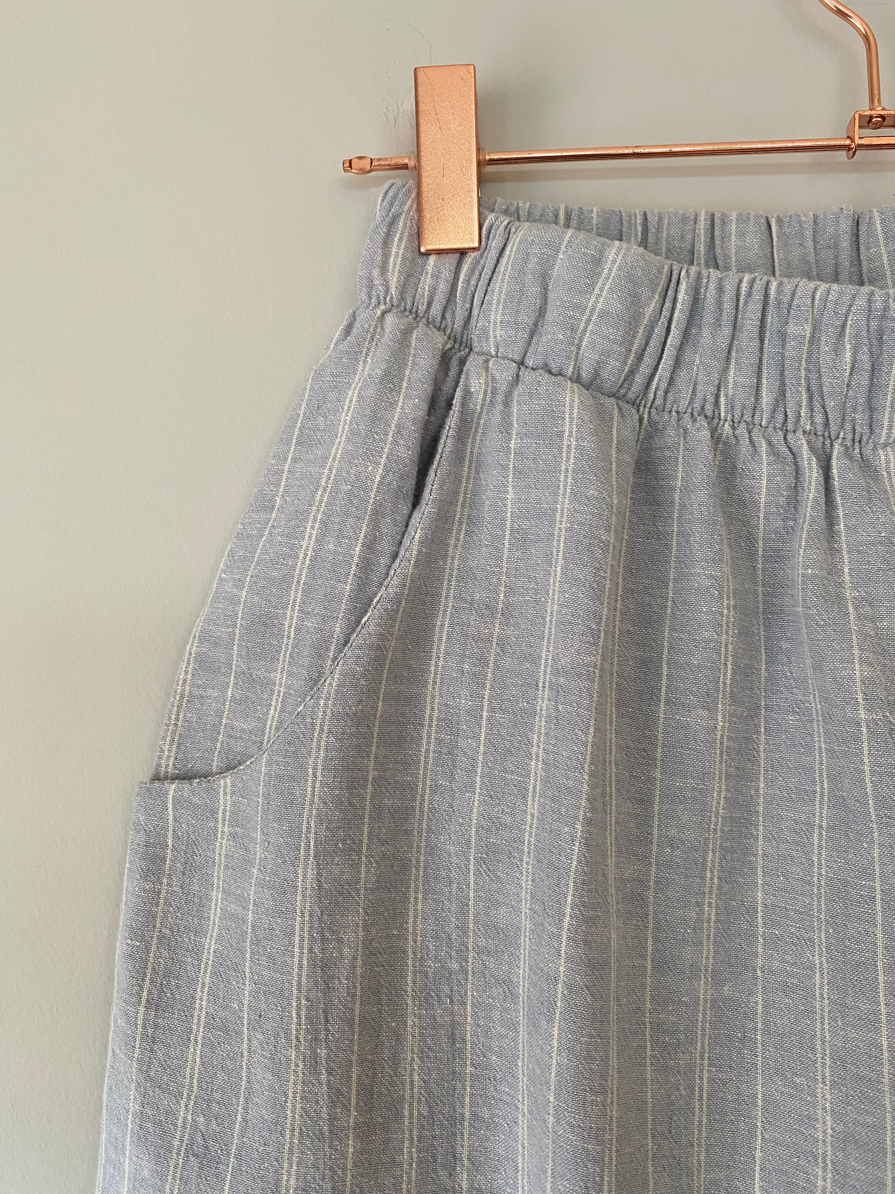 Marketplace - S - Belle Wide Leg Slacks - Hemp Organic Cotton - Blue Stripe