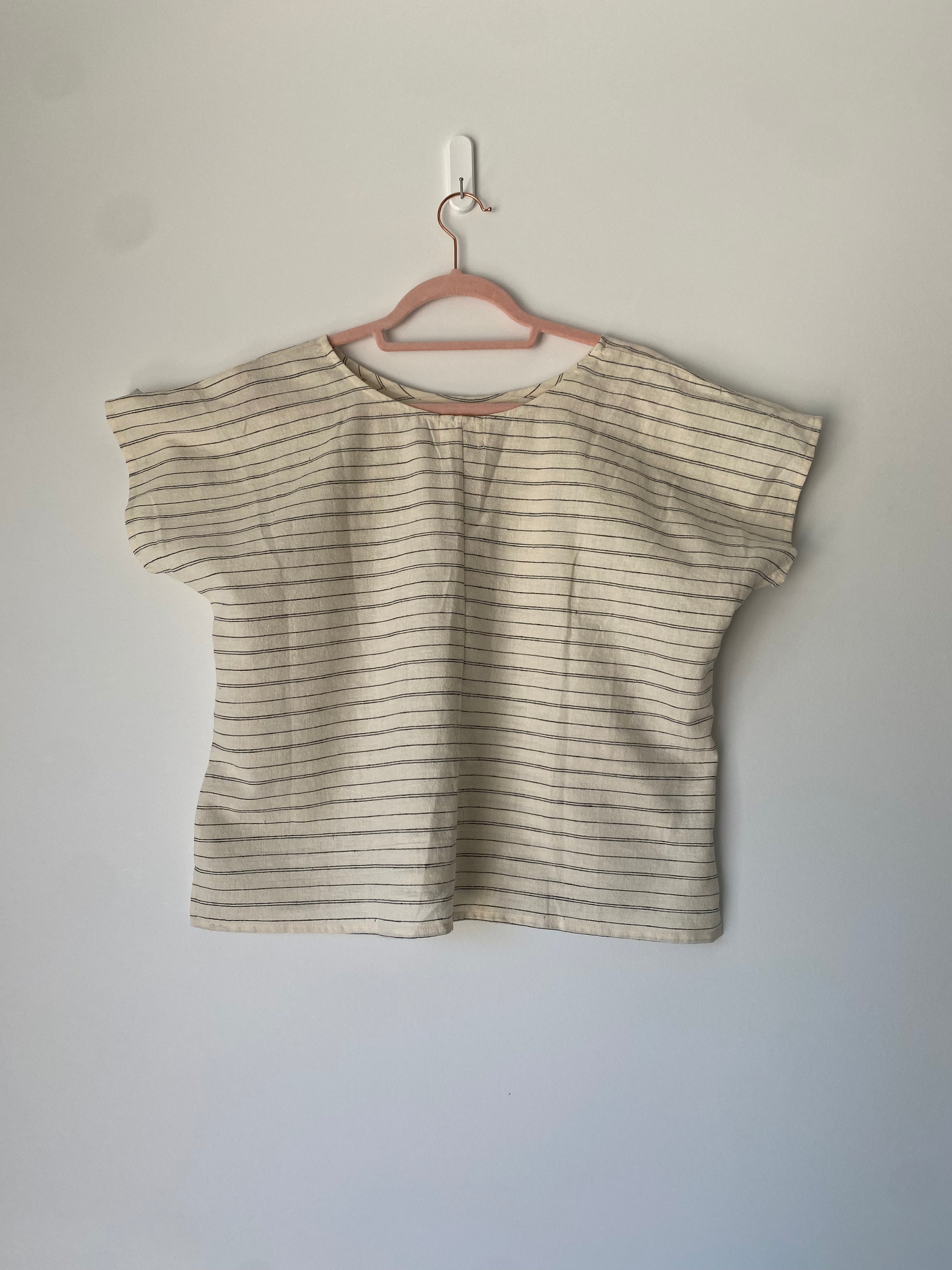 Marketplace - S - Box Top - Hemp Organic Cotton - Butter Cream Stripe