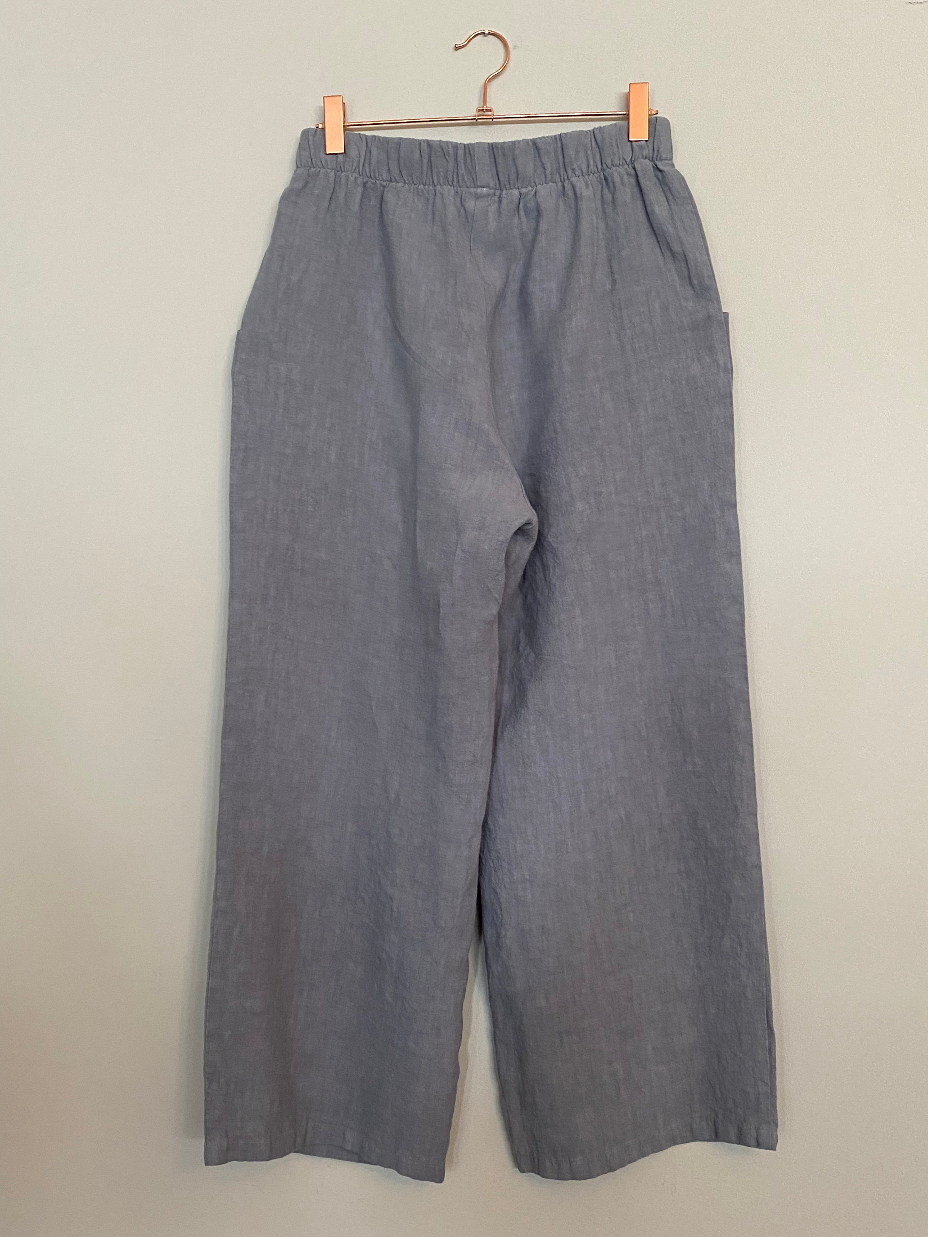 Marketplace, Medium, Wanderer Wide Leg Slacks, Linen, Arctic Blue