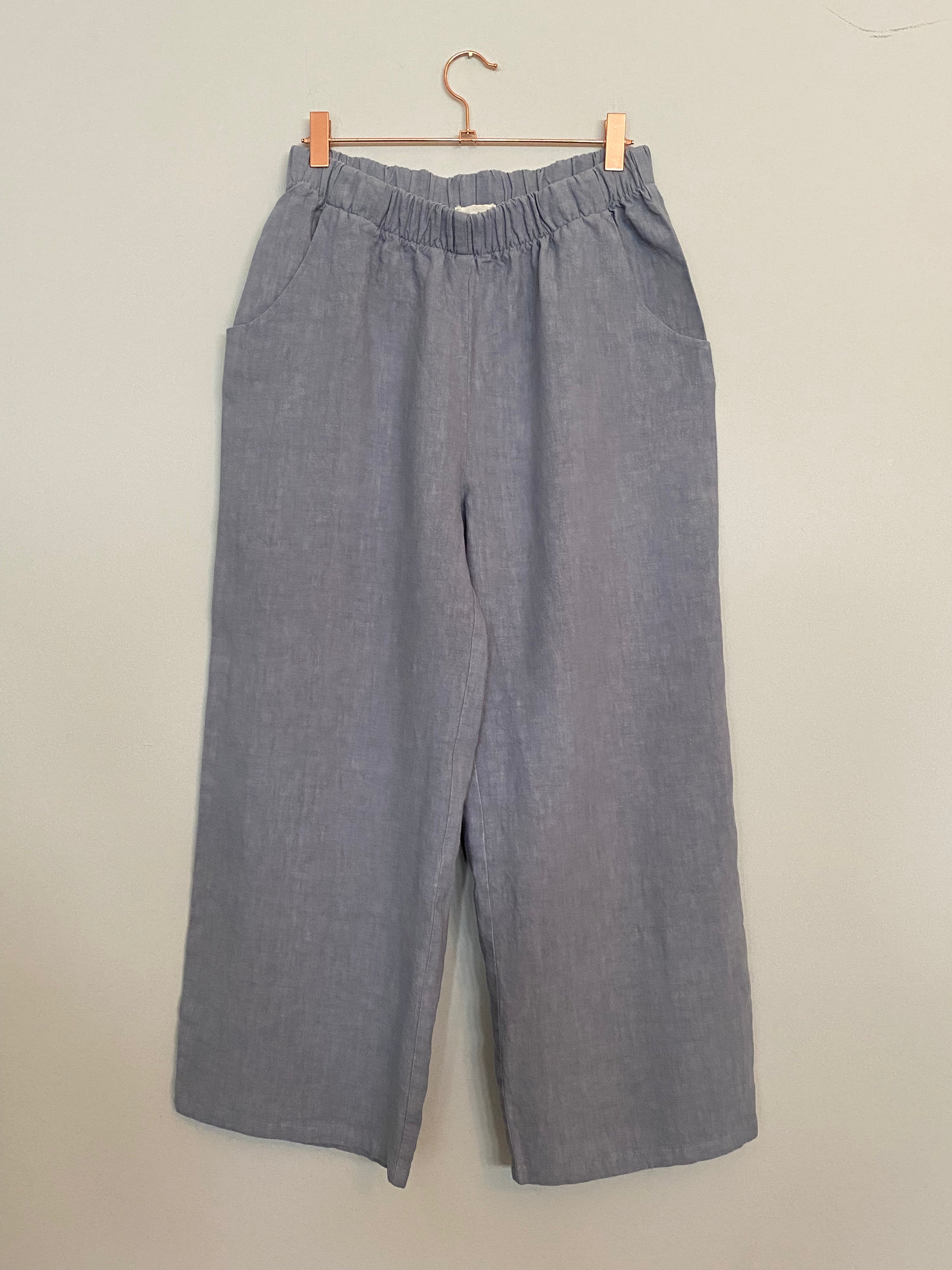 Marketplace, Medium, Wanderer Wide Leg Slacks, Linen, Arctic Blue