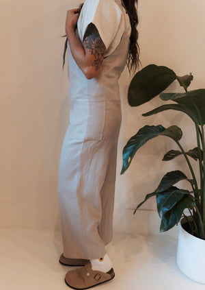 Marketplace, Medium, Wanderer Dungarees, Linen, Opal