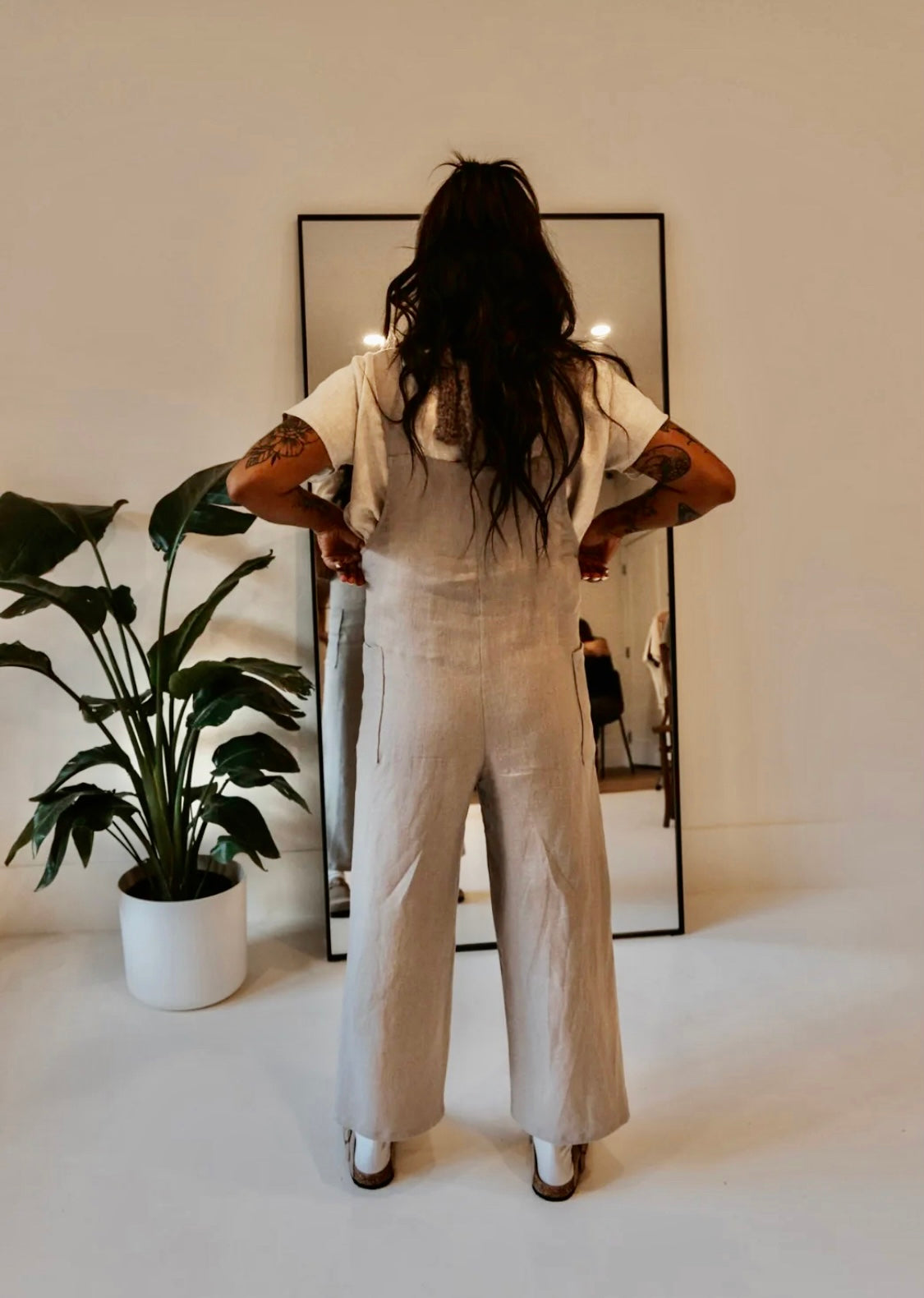 Marketplace, Medium, Wanderer Dungarees, Linen, Opal