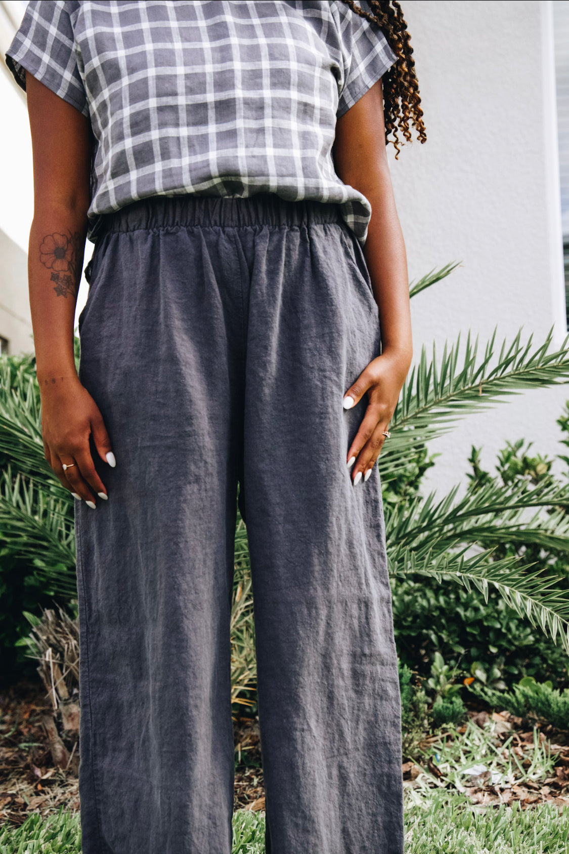 The Belle - Wide Leg Slacks - Antique Linen
