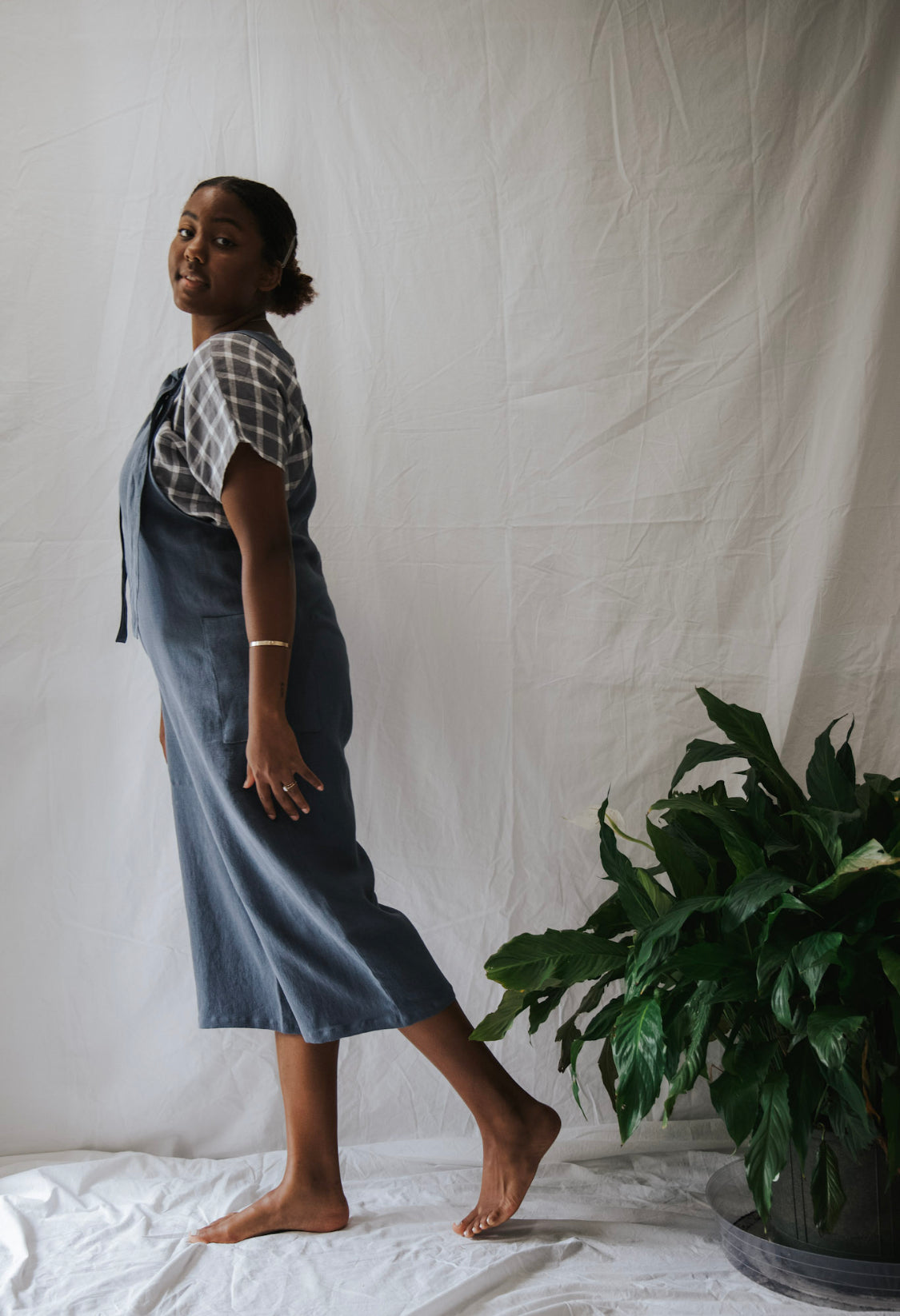 The Dungaree  Pedal Pushers - Antique Linen
