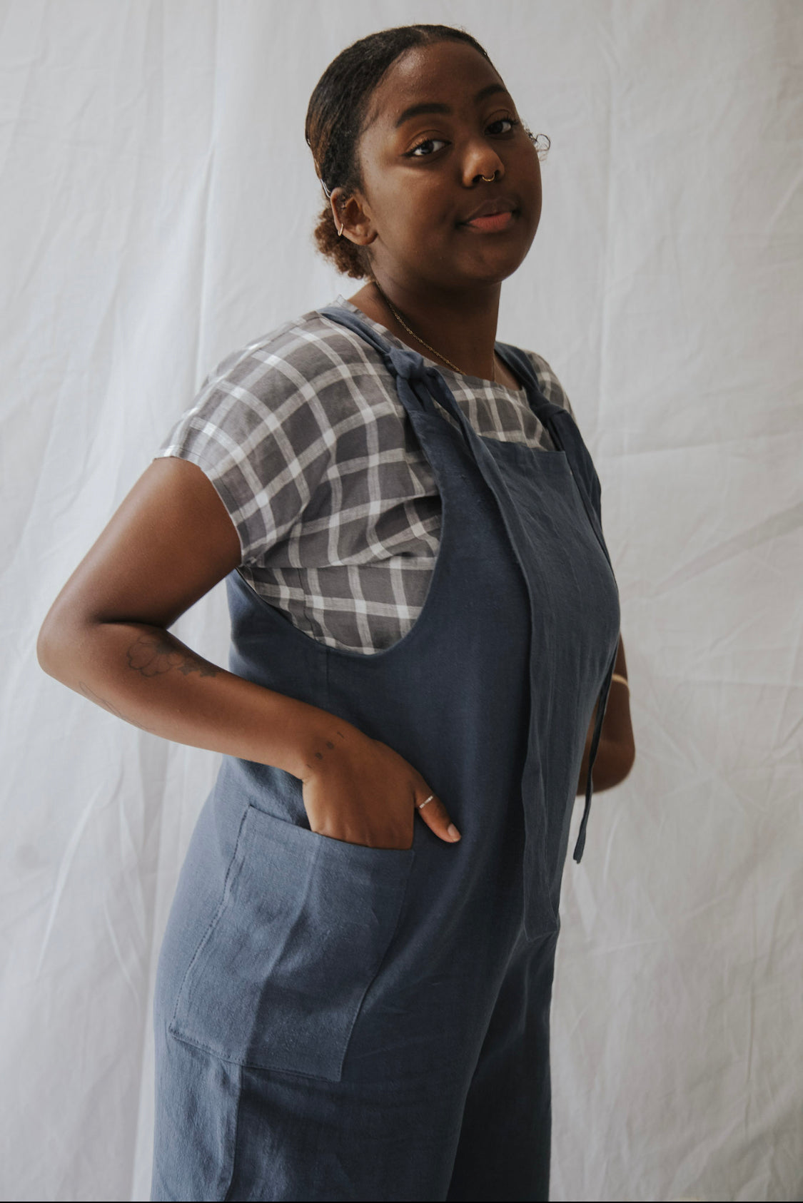 The Dungaree  Pedal Pushers - Antique Linen