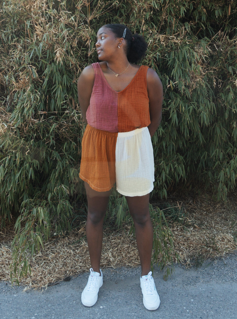 Colour Block - Gauze - Tank Top