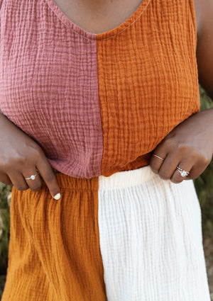 Colour Block - Gauze - Tank Top