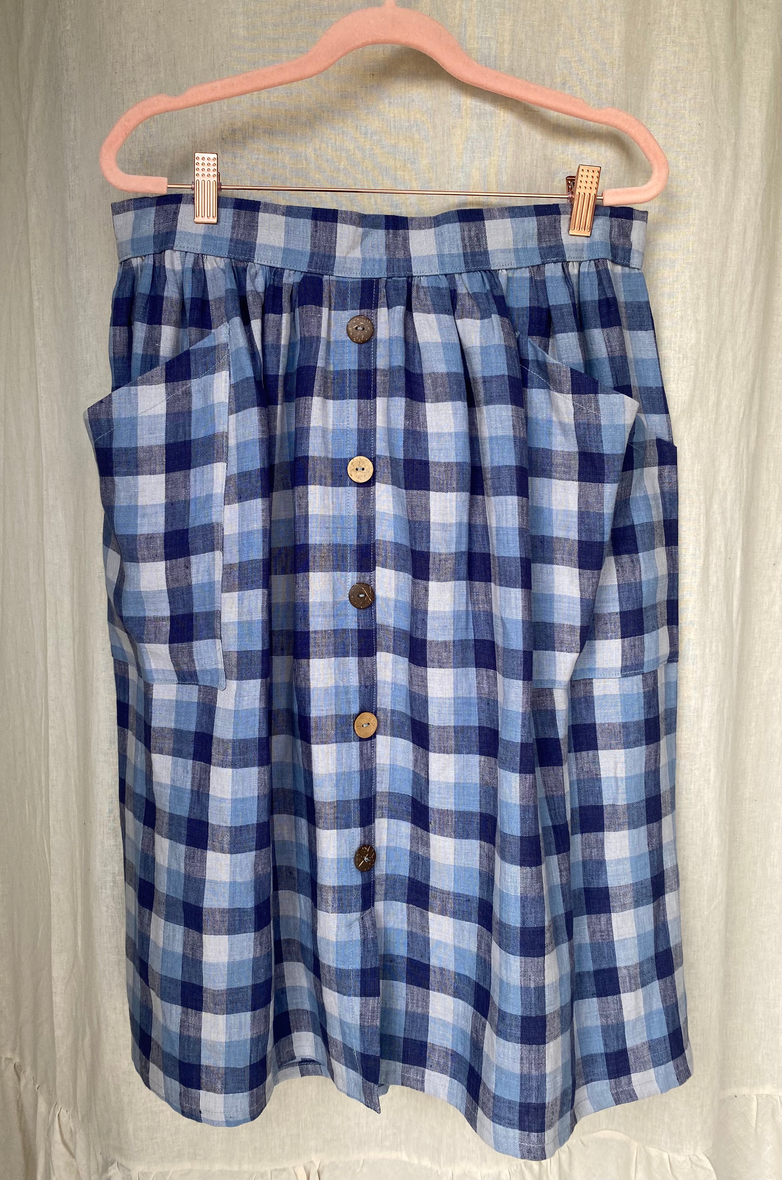 Marketplace - 2X - The Skirt - Linen - Blue Check