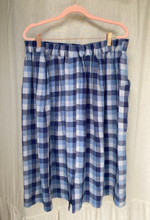 Marketplace - 2X - The Skirt - Linen - Blue Check