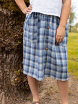 Marketplace - 2X - The Skirt - Linen - Blue Check