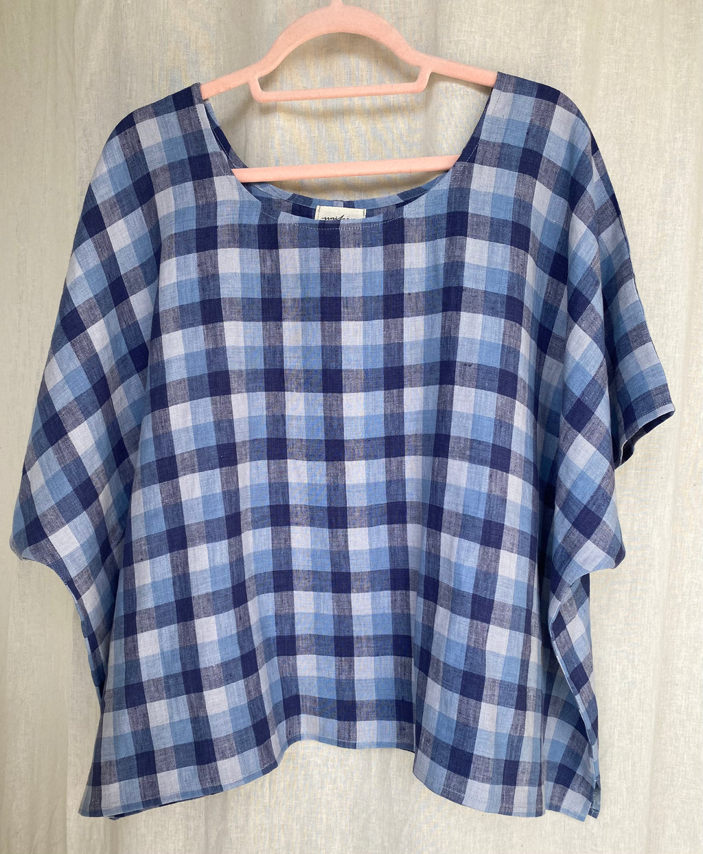 Marketplace - 3X - Box Top - Linen - Blue Check