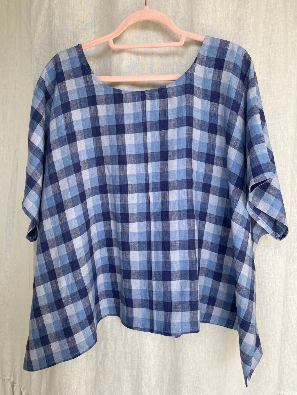 Marketplace - 3X - Box Top - Linen - Blue Check