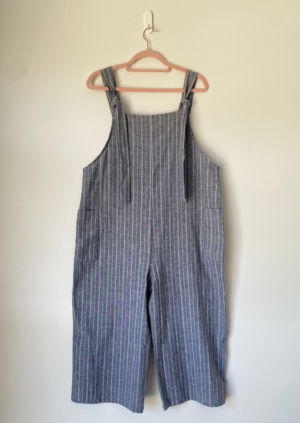 Marketplace - L - Pedal Pusher Dungaree - Hemp Organic Cotton - Nautical Stripe