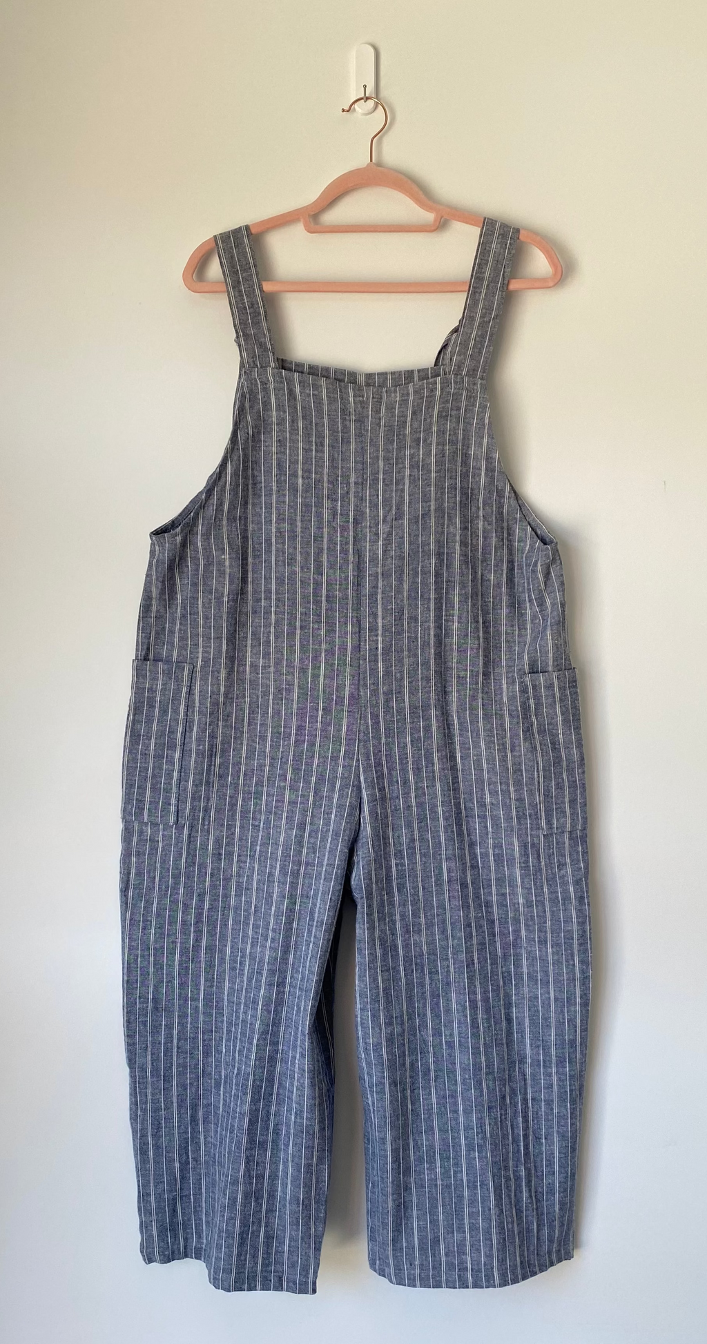 Marketplace - L - Pedal Pusher Dungaree - Hemp Organic Cotton - Nautical Stripe