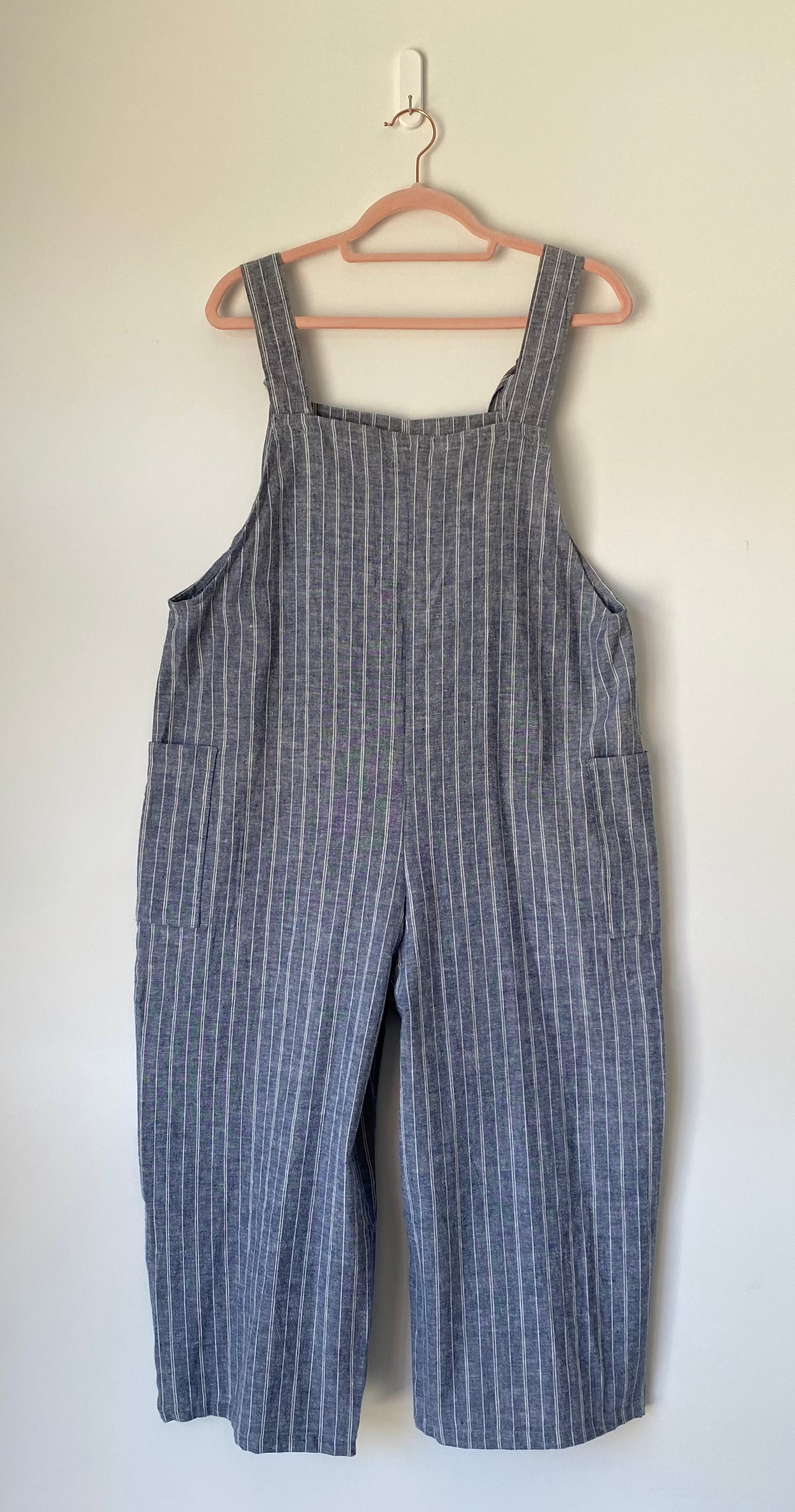 Marketplace - L - Pedal Pusher Dungaree - Hemp Organic Cotton - Nautical Stripe