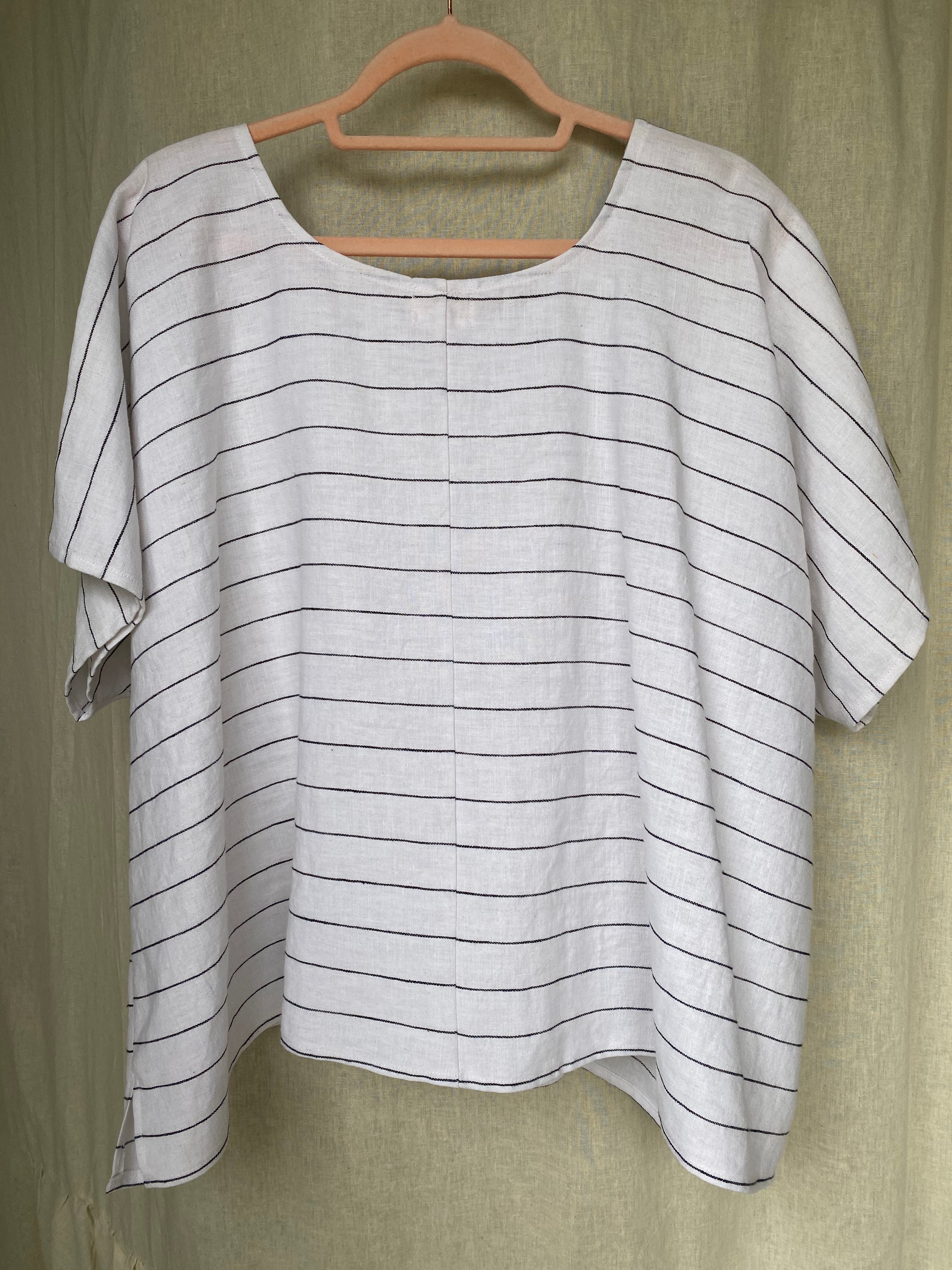 Marketplace - 2X - Box Top - Light Linen - Black Stripe