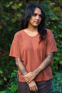 Marketplace - Medium - T Shirt - Scoop Neck - Hemp Jersey Spandex - Pecan