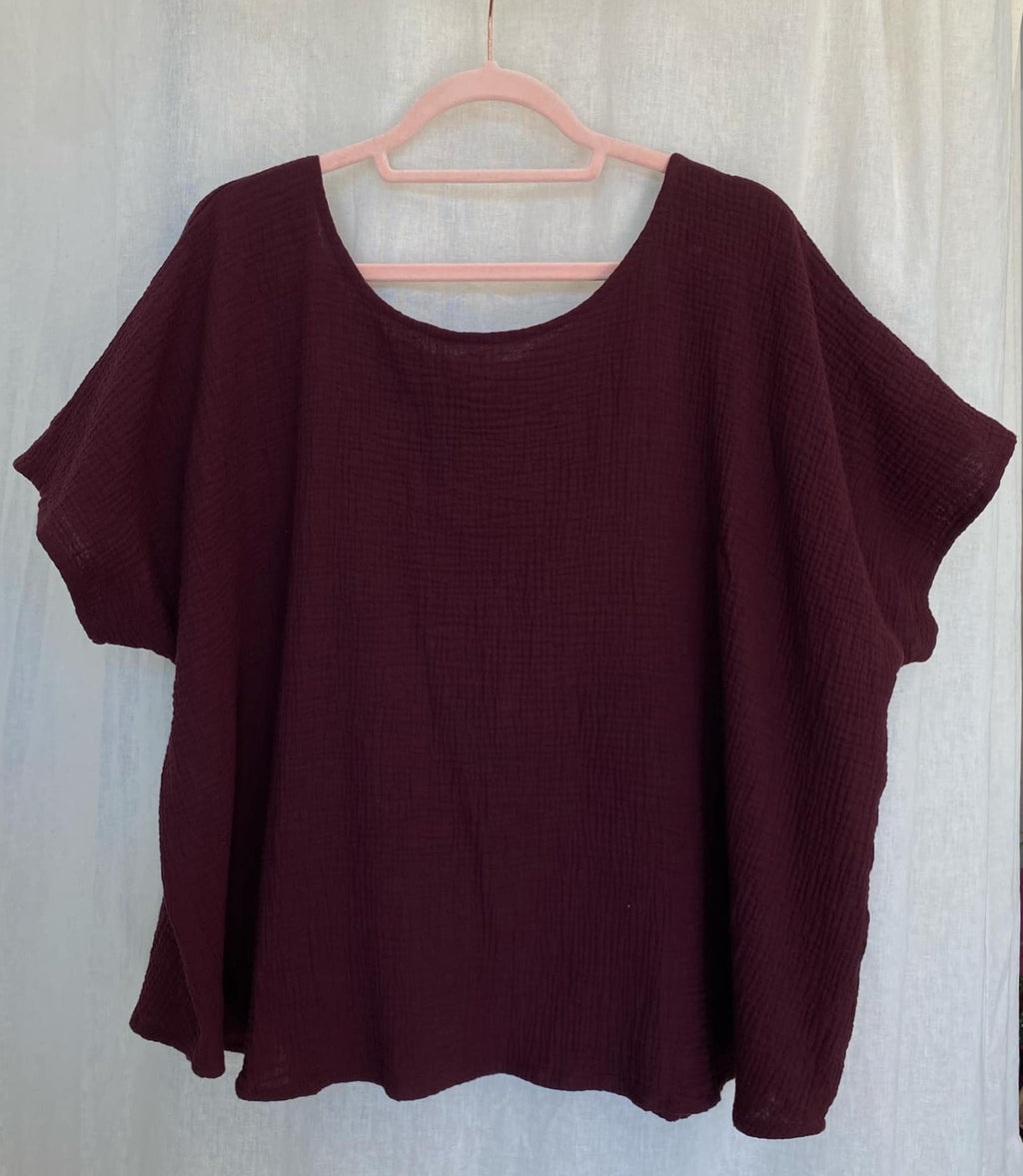 Marketplace - XL - Mulberry Gauze - Scoop Hem Top