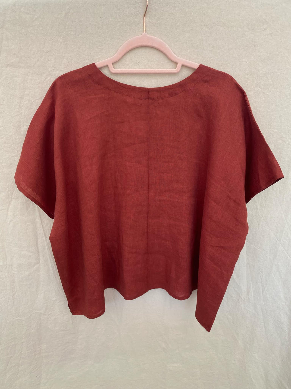 Marketplace - 2X - Rust Light Linen - V Neck Box Top