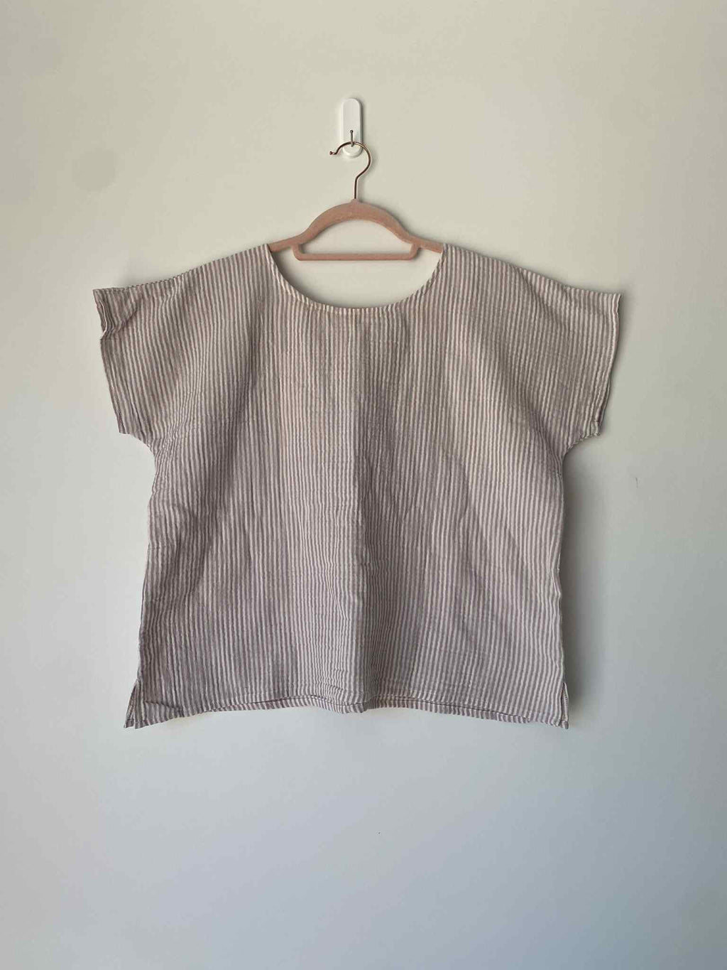 Marketplace - S - Lilac Stripe - Box Top - Gauze