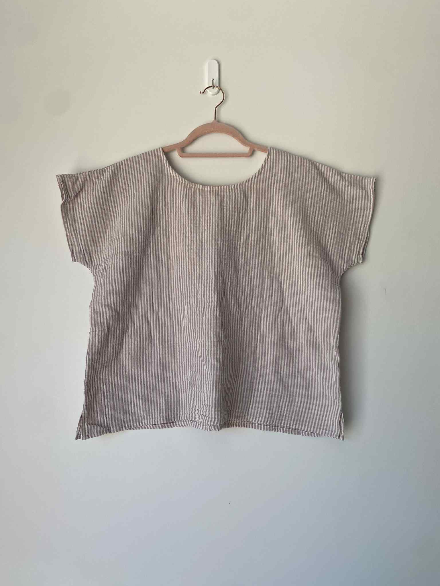 Marketplace - S - Lilac Stripe - Box Top - Gauze