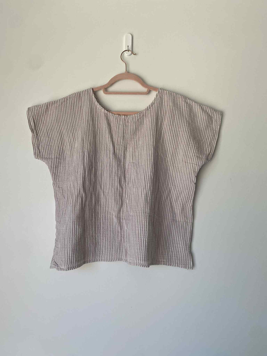 Marketplace - S - Lilac Stripe - Box Top - Gauze