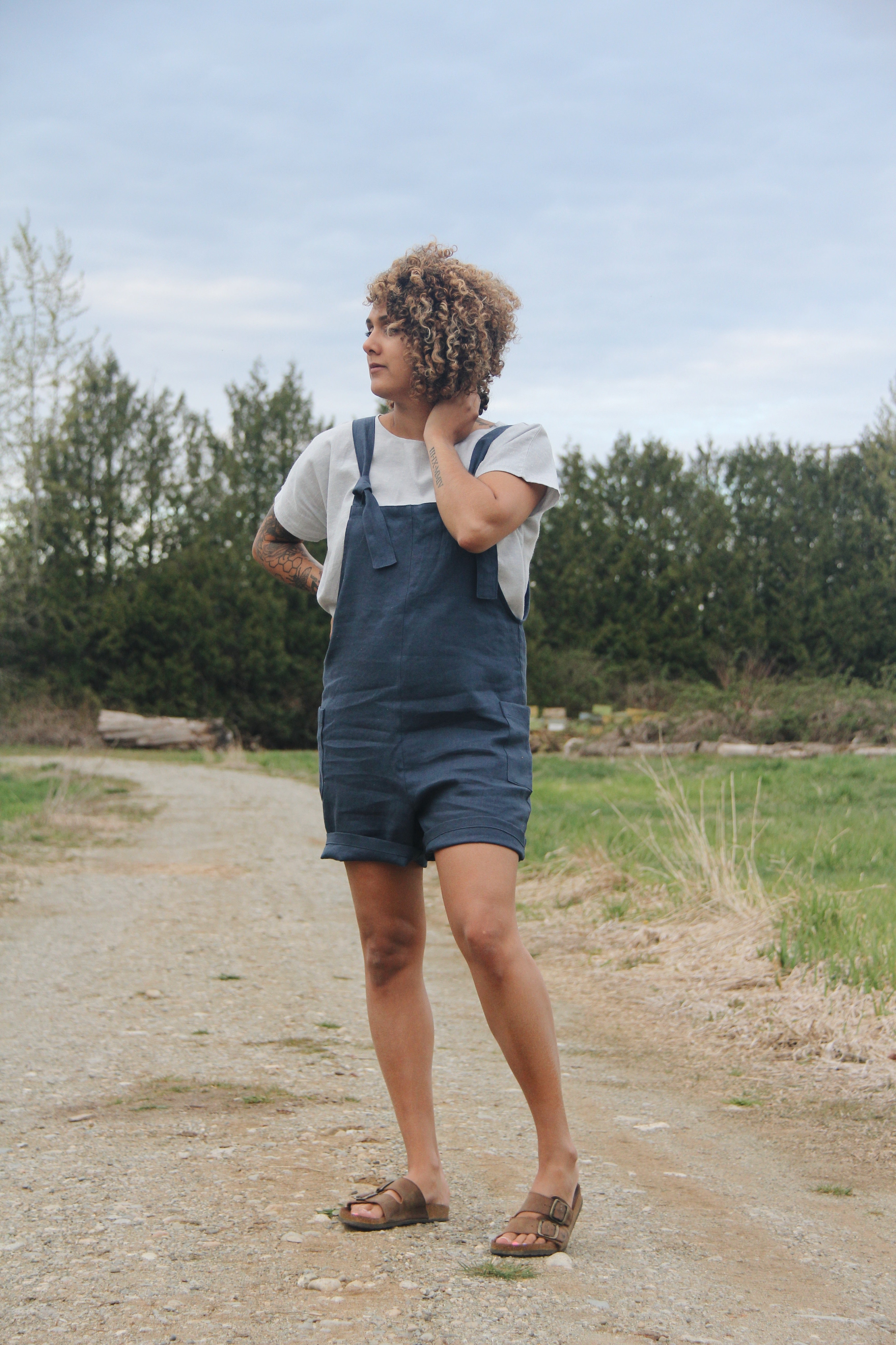 The Dungaree Shorts - Linen