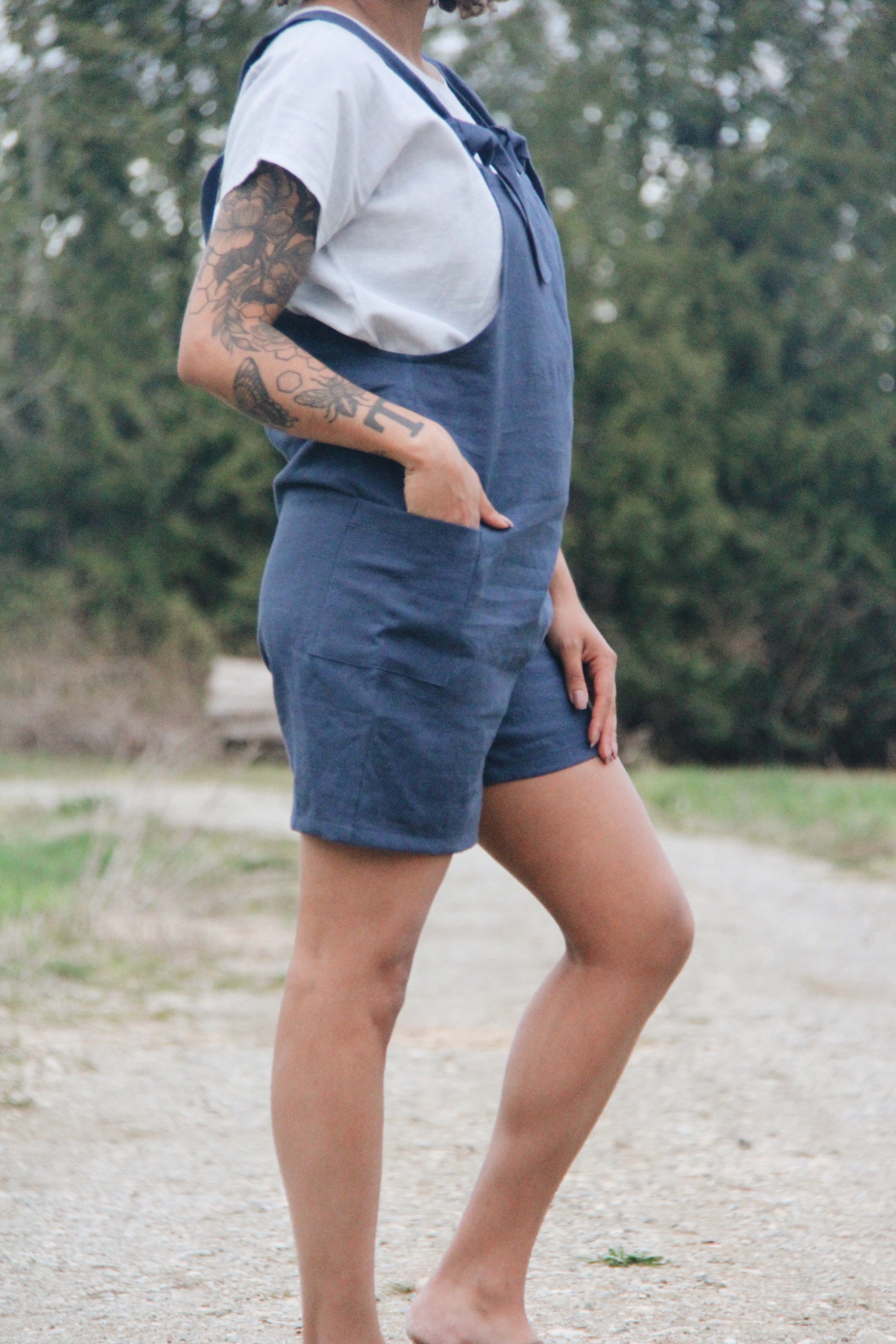 The Dungaree Shorts - Linen