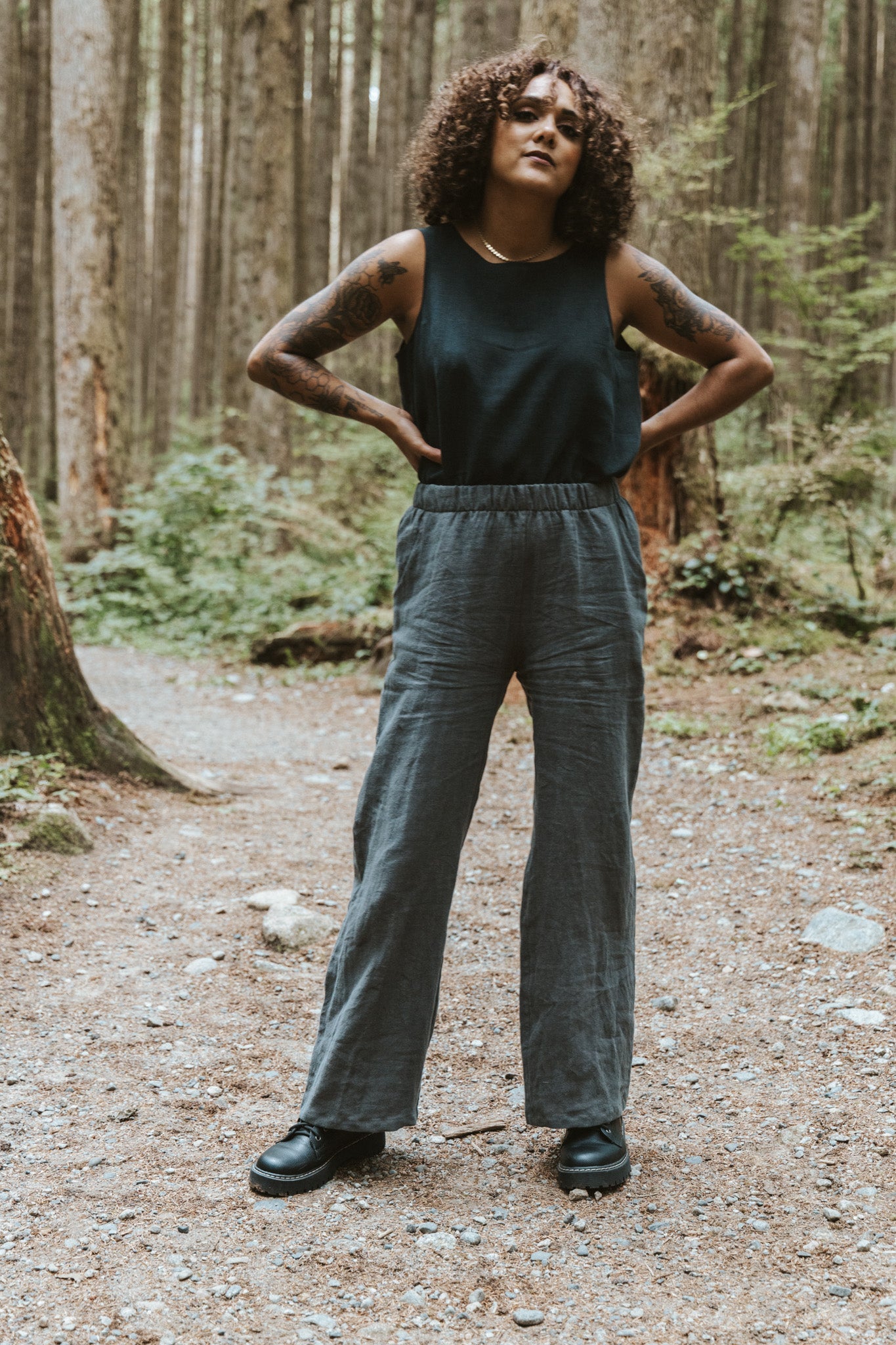 The Belle - Wide Leg Slacks - Antique Linen