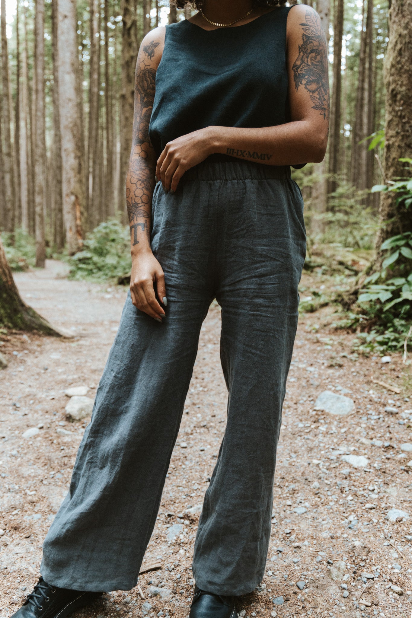 The Belle - Wide Leg Slacks - Antique Linen