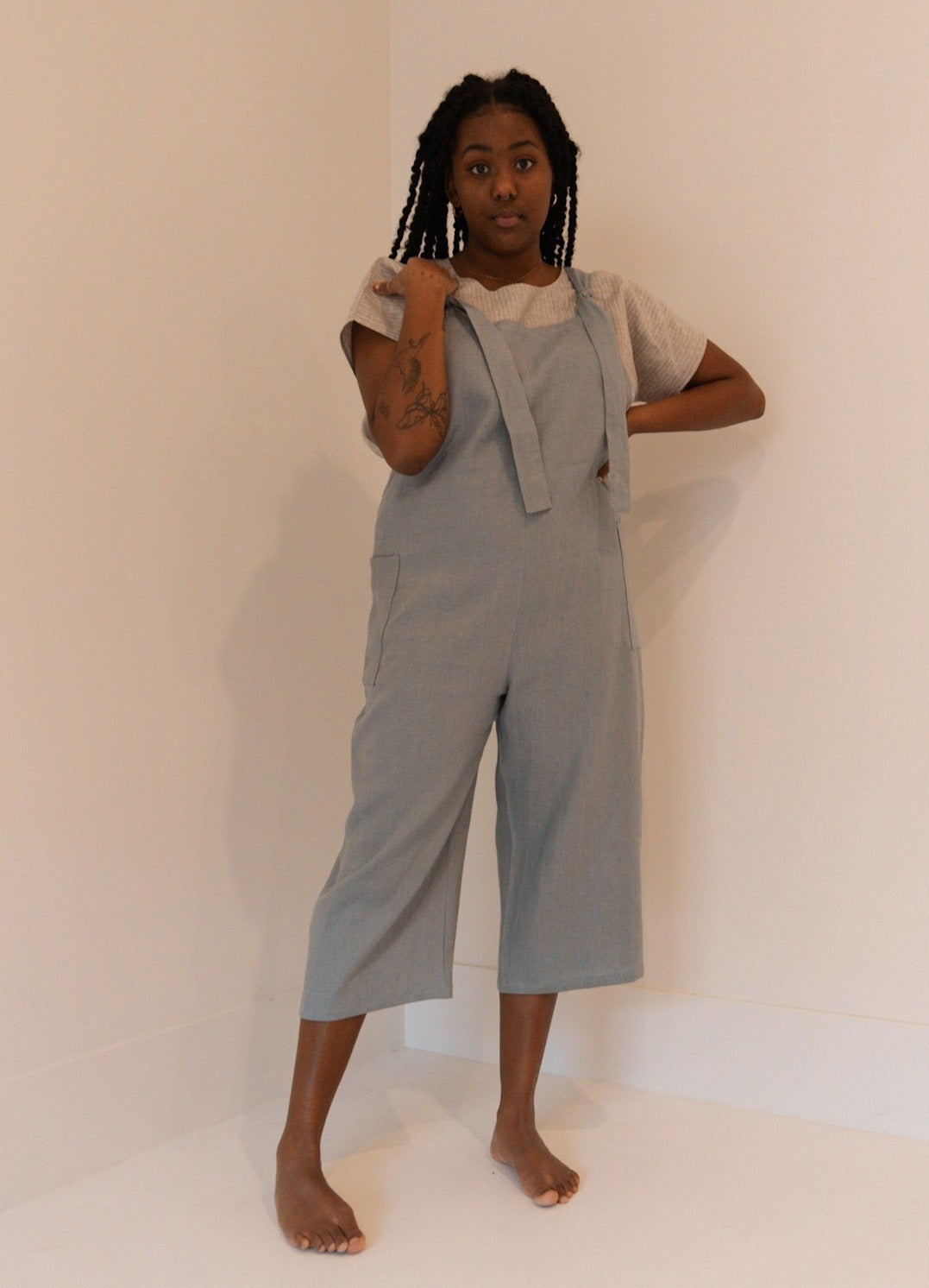 The Dungaree Pedal Pushers - Linen