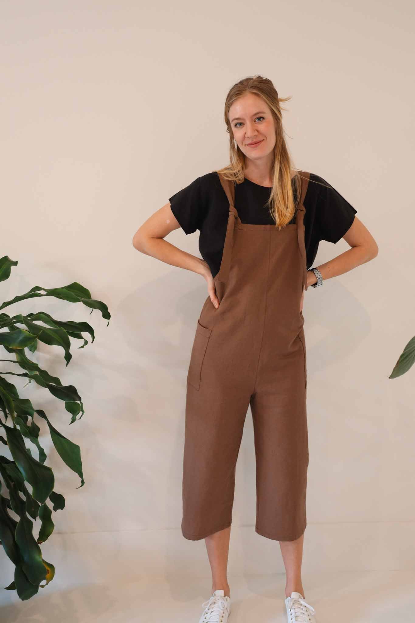 The Dungaree Pedal Pushers - Linen Organic Cotton – Uniform Handmade