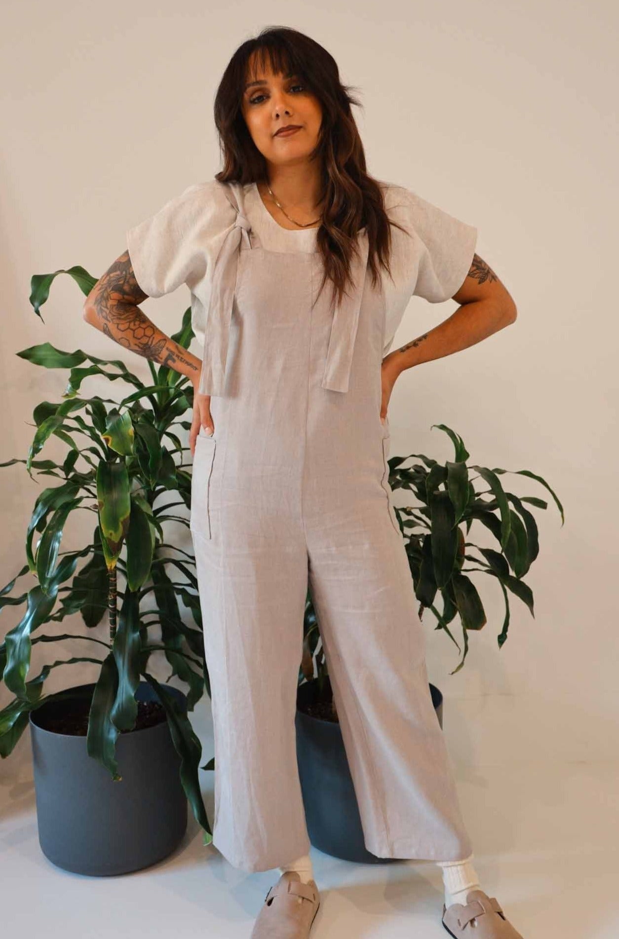 The Dungarees Wide Leg Wanderer - Linen