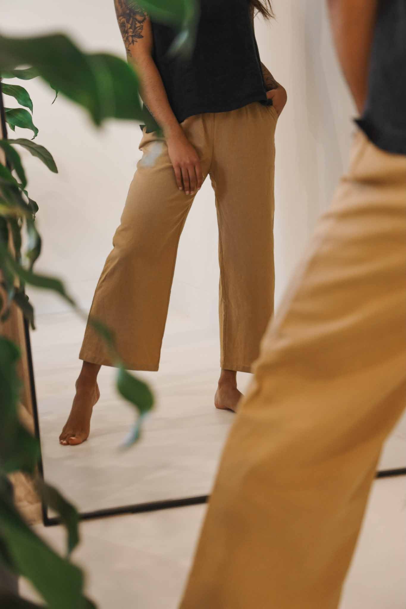 The Wanderer Wide Leg Slacks - Linen Organic Cotton
