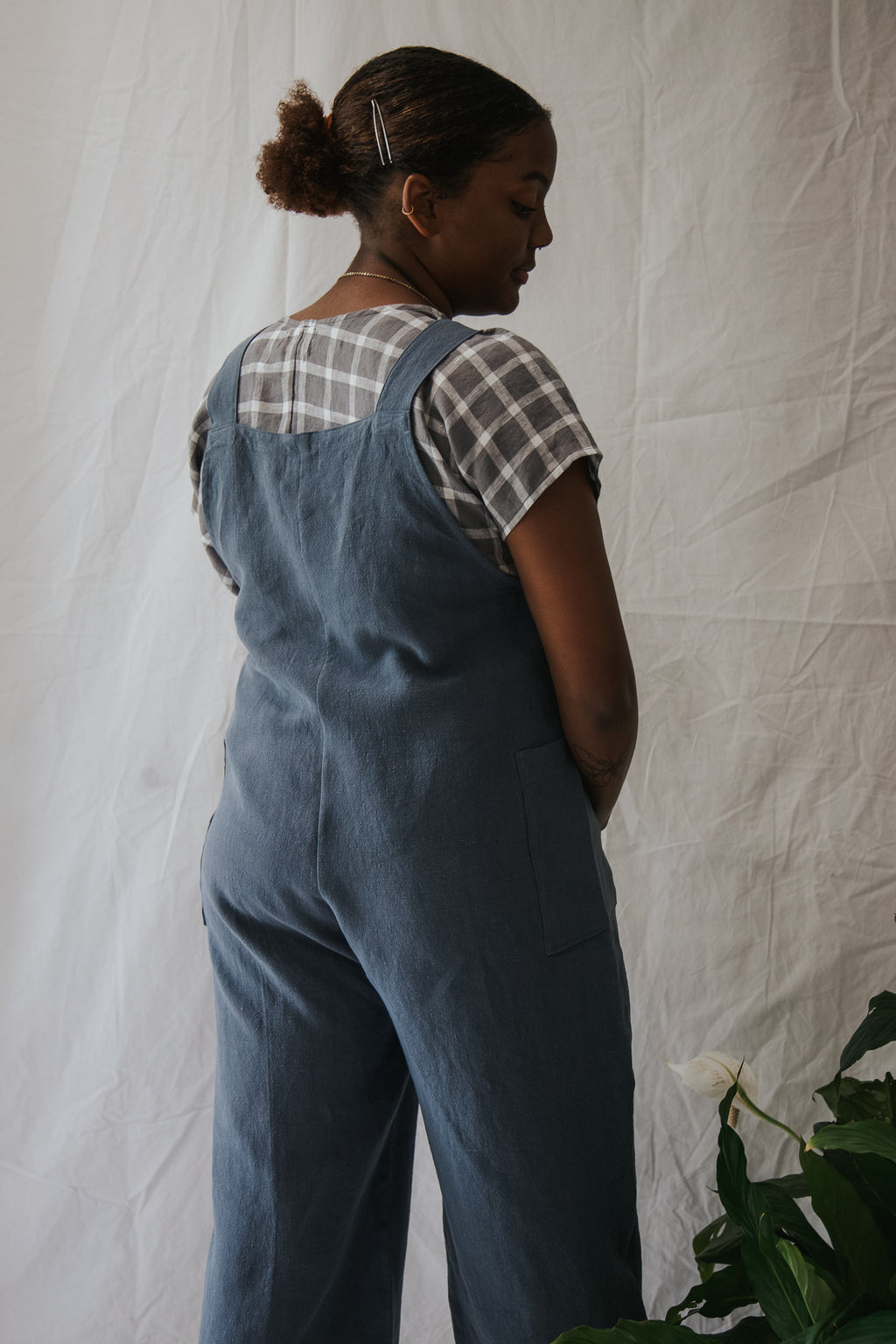 The Dungaree  Pedal Pushers - Antique Linen