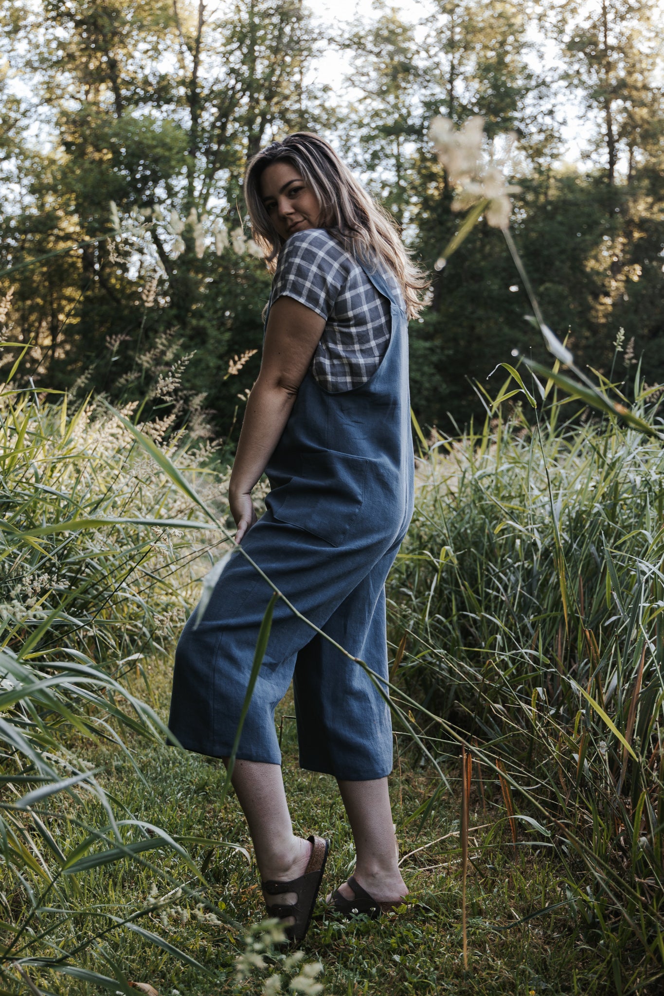 The Dungaree  Pedal Pushers - Antique Linen