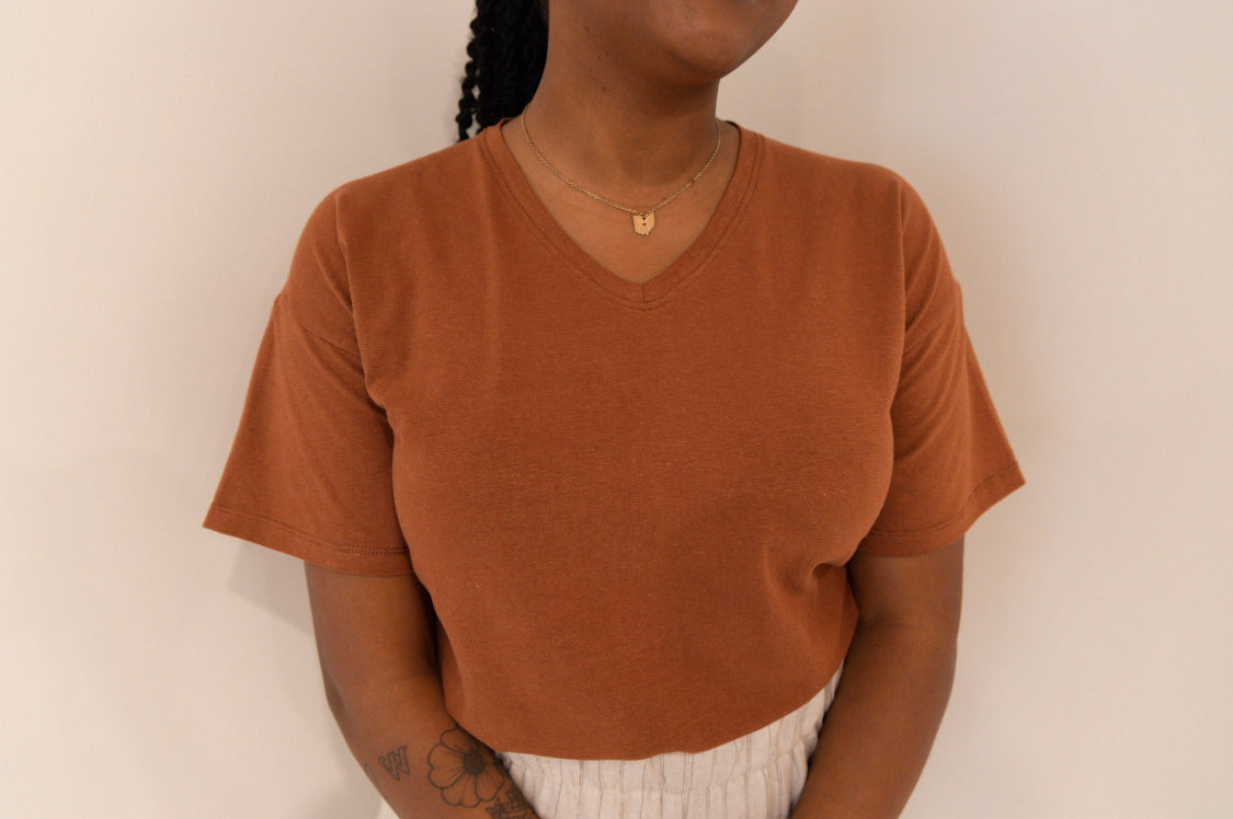 The T Shirt-V Neck-Hemp Jersey Spandex-Classic Length