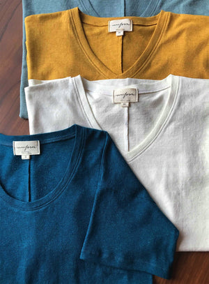 The T Shirt-V Neck-Hemp Organic Cotton Jersey - Regular Length