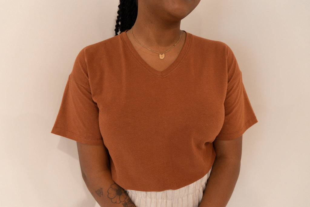 The T Shirt-V Neck-Hemp Jersey-Tall